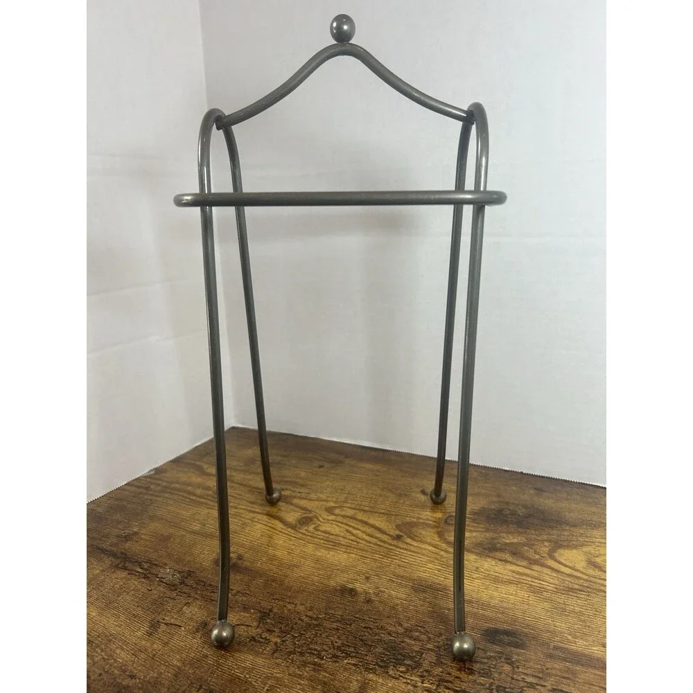 Vintage Style Silver Gray Freestanding 2 Bar Hand Towel Holder Vanity Counter